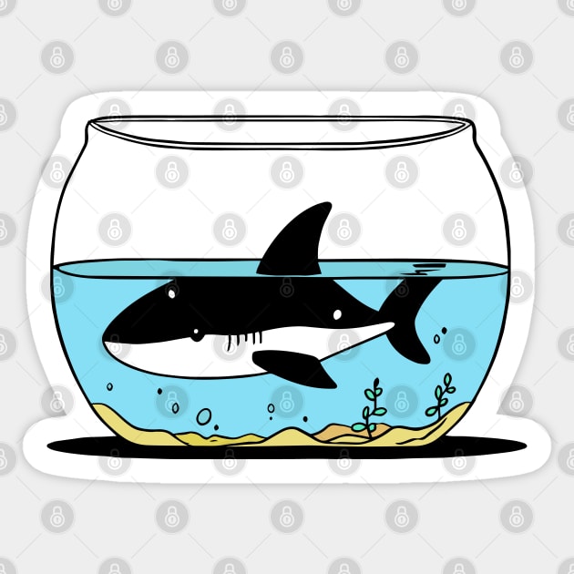A shark in a fishbowl Sticker by AO01
